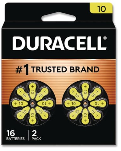 Duracell PGD DA10B16 Batterie per apparecchi acustici, zinco aria, 10 dimensioni (confezione da 16)