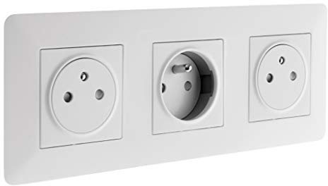 Zenitech - Triple prise affleurante 2P+T 16A livrée avec boîte d'encastrement - Blanche - Artezo