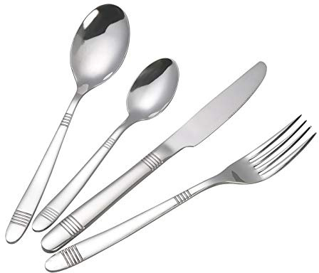 Callyne 16-Piece Stainless Steel Cutlery Flatware Set, Knife Fork Spoon Set, Service for 4