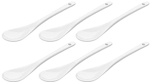 WELLGRO Eierlöffel aus Porzellan - weiße Porzellanlöffel, Kaffeelöffel, Teelöffel, Dessertlöffel, Eierbecher, Besteck, verschiedene Mengen wählbar, Stückzahl:6 Stück