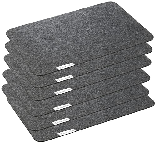 Rosenstein & Söhne Untersetzer: 6er-Set Abwaschbare Filz-Tischsets, dunkelgrau, 45 x 30 cm (Filz-Untersetzer, Tischunterlagen, Topf)