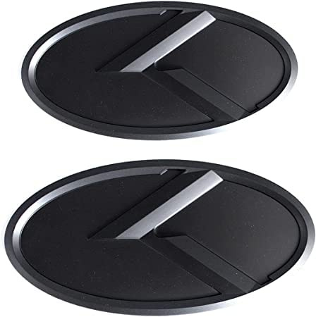 2 x K-logotyp främre motorhuv svart emblem för Kia K5 Forte Rio Optima