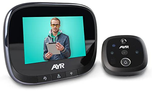 Mirilla Digital WiFi AYR 762. Protege TU Puerta. Gran Pantalla de 4,3, Sensor de Movimiento, Infrarrojos y visión Nocturna. Prúebala con Alexa y Google Home.