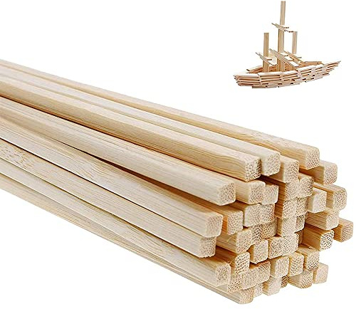 50 Stück Holzstäbchen zum Basteln, Quadratisch Holzstäbe 4x4x30MM | Quadratische Dübelstangen, Natürliche Bambusstöcke Holz Extra lange Stöcke zum Basteln für Bastelprojekte und DIY-Aktivitäten