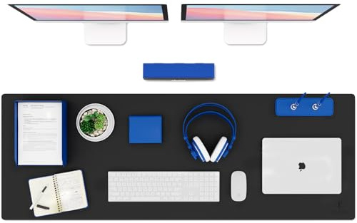 K KNODEL Leder Schreibtischunterlage, Tischunterlage, 60 x 120cm, Schwarz | Schreibtischunterlage, Tischunterlage, Tastatur Matte, Mauspad, Mousepad, schreibtisch matte für Computer, Laptop