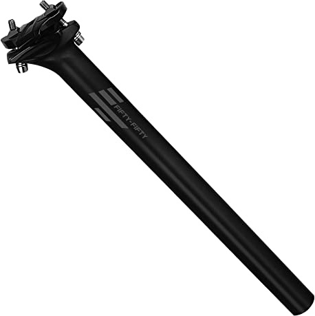 FIFTY-FIFTY Tige de Selle de vélo 27,2/30,9/31,6 mm en Alliage d'aluminium, Longueur 350 mm pour VTT, vélo de Route (31,6 mm, Noir)