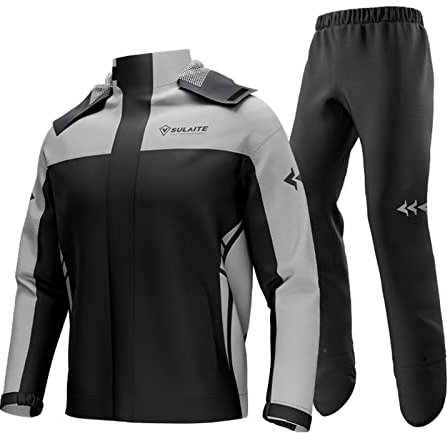 LIXADA Imperméable Moto Combinaison de Pluie Hommes Femmes Cyclisme Vêtements de Pluie Veste et Pantalon avec Sac de Rangement