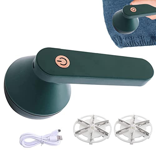 Fusselrasierer Elektrisch Fusselentferner Mit 6-blättrige Klinge USB Wiederaufladbar Klinge Elektrischer Fuselrasier Entfernen von Fleece Fuzz, Pillen, Bobbles für Kleidung, Möbel (Grün)