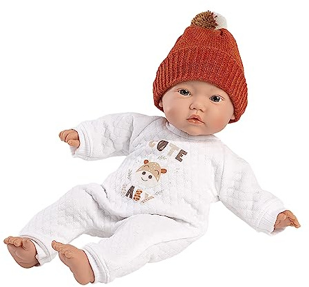 Llorens 1063304 Puppe Cute mit blauen Augen und weichem Körper, Babypuppe inkl. Strampler, Mützchen und Schnuller, 32cm