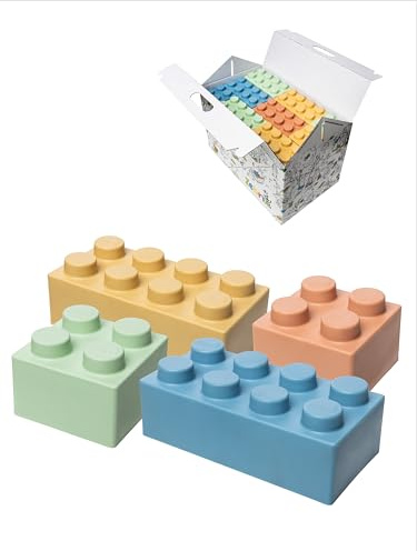 Zebrix - Lote de 25 bloques XXL 4 colores pastel grandes bloques suaves al tacto para bebés y niños a partir de 6 meses