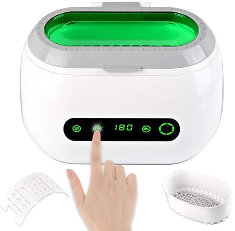 JavoN Pulitore Ad Ultrasuoni Gioielli, Dispositivo Pulizia Ad Ultrasuoni Occhiali 600 Ml, Display LCD, con Funzione Timer E Indicatore Luminoso Ad Ultrasuoni, per Gioielli, Orologi, Piccole Parti