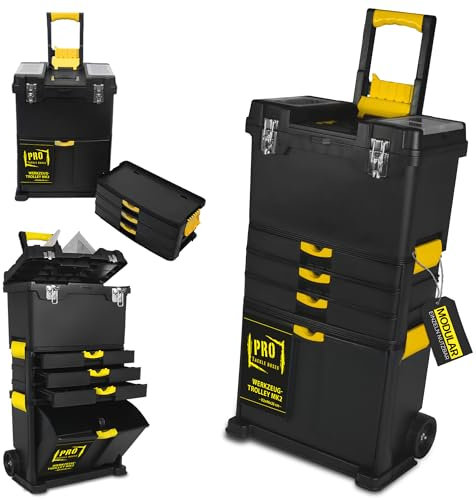 Werkzeugtrolley MK1 Modul Werkzeugkoffer Werkzeugkiste Werkzeugkasten Trolley mit Rollen (82 x 46 x 26cm)