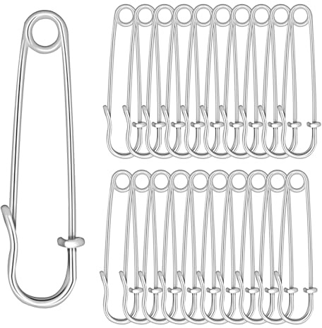 cobee 50mm Sicherheitsnadeln Groß, 20 Stück Safety Pins Nadeln Set Sicherheitsnadel Sicherheitsstifte für Kleidung Nähen Handwerk