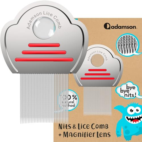 Adamson Lice Comb - Stainless Steel Lice Comb for Kids - Effective Nit Comb - Lice Combs for Thick Hair - Durable and Easy to Clean