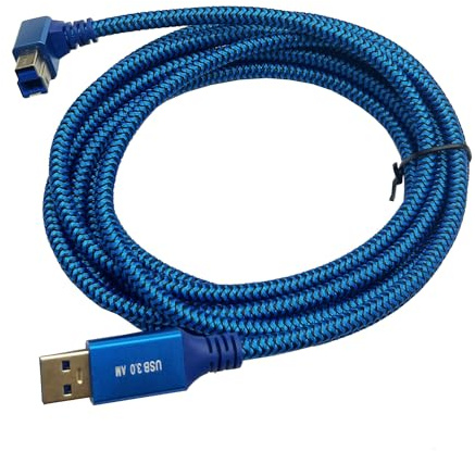 Seadream Angle USB 3.0 Printer Cable Braided 10FT;USB Type A to Type B Plug 90 Degree Male to Male Cable Compatible with Docking Station, External Hard Drivers, Scanner, Printer and More