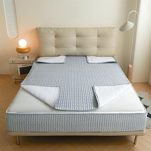Matratzenüberzug 90x200 mit Reißverschluss Anpassbare Matratzenschoner Encasing Spannbetttuch Weiche Matratzenhülle Fünf Seiten Gesteppt Spannbettlaken überzug Topper für Matratzen (150x190+10cm,Blue