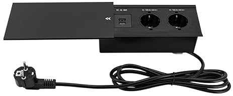 TaNeHaKi Tischsteckdose Fach,Einbausteckdose,Tischplatte Versenkte Steckdose Mit 2 USB Wand Steckdosen FüR MöBel Konferenztisch ArbeitsfläChen