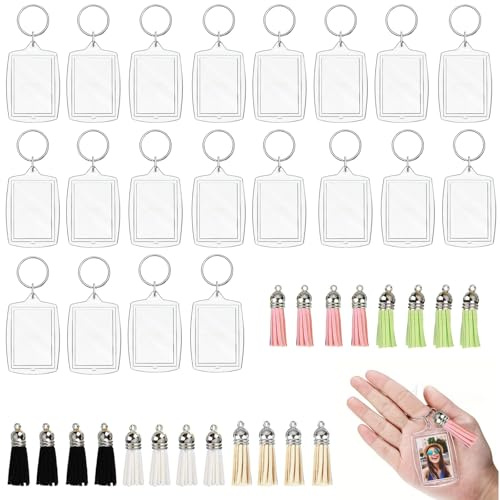 PMELCXD Porte-clés Acrylique Personnalisable – Ensemble de 20 Porte-clés Photo, Une Solution Parfaite pour Vos Projets de DIY et de Remerciement