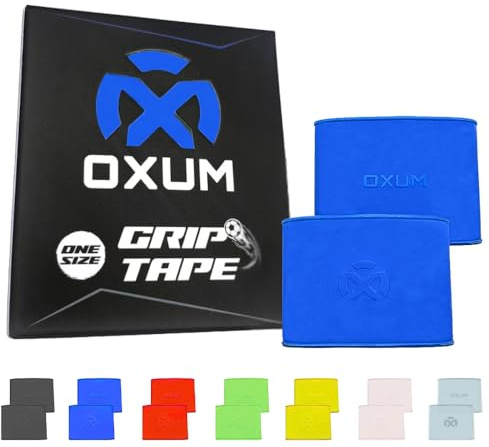 Oxum Banda Sujetaespinilleras Pro de Silicona para Fútbol - Soporte Seguro y Cómodo para Espinilleras - Sujetaespinilleras para Adultos y Niños Grip Tapes (Azul)