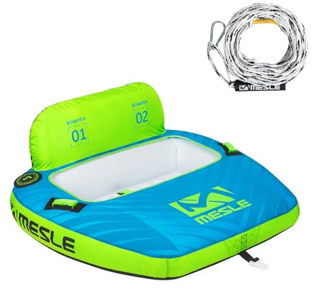 Mesle Tube Boot Bumper Set mit Leine, 1 Person Funtube Wassersport, Wasserreifen aufblasbar, Towable Tube für Kinder & Erwachsene, Schleppring für Motorboot & Jetski, Wasserring zum Ziehen