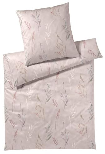 elegante Seiden Satin Bettwäsche Ensemble Puder 1 Bettbezug 135 x 200 cm + 1 Kissenbezug 80 x 80 cm
