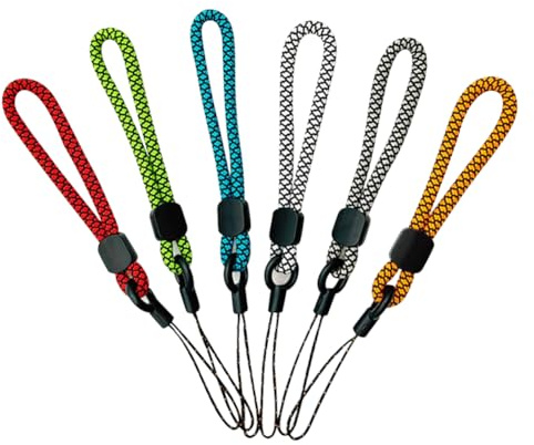 FSSTUD 6 Pcs Finger Lanyard Strap Short Phone Lanyard Rope Nylon Phone Case Lanyard Small Ring Lanyard String Cell Phone Holder Lanyard Multi Purpose Lanyard for USB Keys Color B