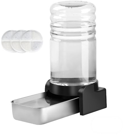 Marchul 5.7L Distributeur d'eau pour Chien Chat, Distributeur Eau Automatique par Gravité avec Gamelle INOX et 3 Filtres, Grande Capacité Distributeur Eau pour Animaux de Compagnie, sans Électricité