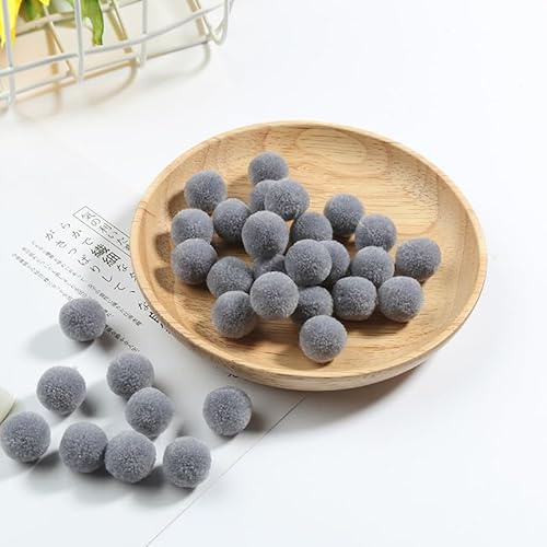 Blausky 30 Stück 3cm Bunt Pompons Mini Pompons Klein Rund Pompon Flauschigen Plüsch Bälle Pompons Bälle Pom Pom zum Basteln für Ostern Weihnachten,Dekorieren Verzieren Nähen DIY,Grau