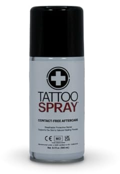 TATTOO SPRAY 150ml | Contact-Free Aftercare; Breathable Protective Barrier. Supports the Skin's Natural Healing Process. QMS certified to ISO 13485 Registered Class 1 Medical Device
