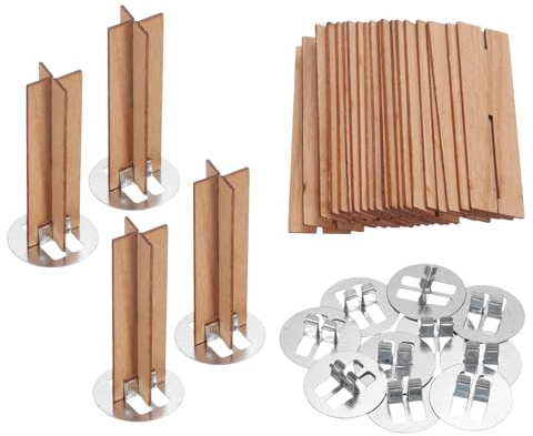 QUARKZMAN 10 Set Stoppini di Candele in Legno 0.6 x 2 Pollici Con Supporto | Stoppini Naturali in Legno, Nuclei di Candele, a Forma di Croce