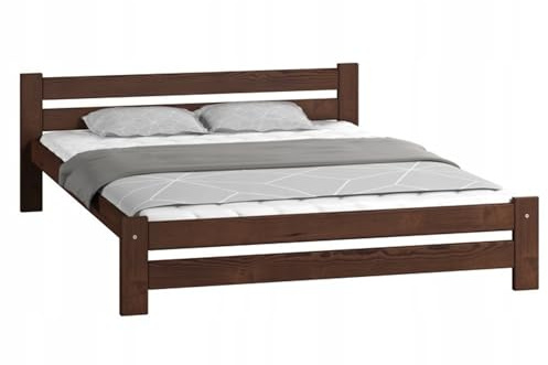 Home Collective 140x200cm Bett, Bettgestell 140x200, Holzbett mit Lattenrost 140x200 | Massivholz Kiefer | Stabil & Langlebig | 205x152x58.5 cm (BxTxH) | Walnuss