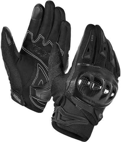 IRON JIA'S Guanti Moto Uomo Estivi Guscio Rigido in Fibra Carbonio Traspiranti Touch Screen Morbidi per Motociclismo Alpinismo Escursionismo Nero L