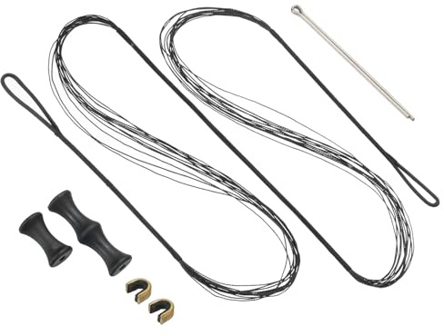 PATIKIL Cordes d'arc de rechange de 135 cm, accessoires de tir à l'arc 12 brins avec protège-doigts et 2 points d'encoche en laiton pour arc long classique classique, noir