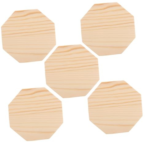 VICASKY 5pezzi Sottobicchieri in Legno Ottagonali Grezzi Per Piante Vassoi Portaoggetti in Legno Grezzo Per Decorazioni Da Giardino Fai Da Te Portavasi Per Vasi Succulenti Vassoio Per Vasi