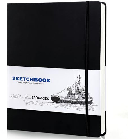 A5 Skizzenbuch, Skizzenpapier zum Zeichnen 200g/m² Skizzenblock Blanko Sketch Books für Kinder Studenten Künstler Lehrer (60 Blatt/120 Seiten)