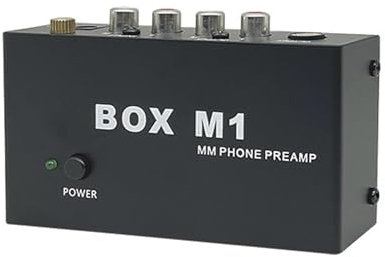 BOX M1 Phono Preamp,MM Turntable Amplifier 6.35MM and RCA Output,Mini Stereo HiFi Amplifier for Phonograph/Record Player, DC 12V Power Adapter Included