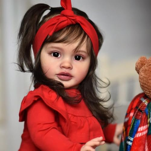 RXDOLL Große Größe, lebensechte realistische Reborn-Kleinkind-Puppen, 66 cm, Reborn-Baby-Mädchen, weiches Tuch, Körper, Stehpuppe, handgefertigt, gewichtet, echtes Leben, Babypuppe, Silikon-Babys