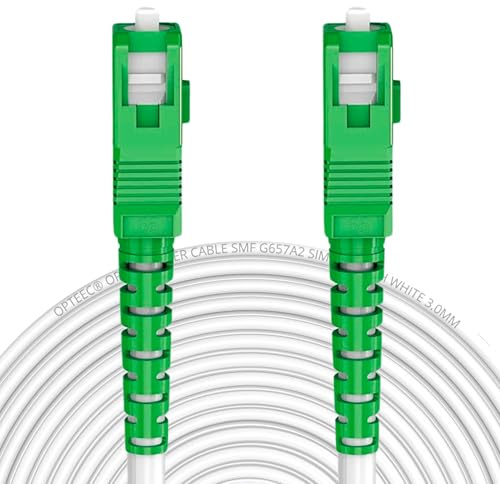 opteec® - Câble Fibre Optique Blindé - 40M - ORANGE/SFR/BOUYGUES/SOSH/RED by SFR - Rallonge/Jarretière - SC/APC à SC/APC Renforcé - Simplex Monomode - Garantie 10 Ans - Blanc (40M)