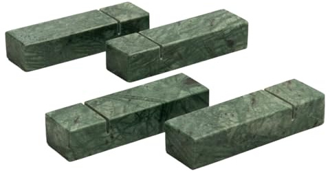 FORME STUDIO Poggia Posate in Marmo Verde Guatemala – Set 4 Pezzi Artigianali Made in Italy – Accessori tavola Eleganti con Taglio per Coltello – Design Minimal, Idea Regalo