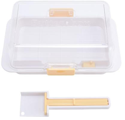 Tomotato Beurrier Hermétique Réutilisable Lavable au Lave-Vaisselle avec Compartiment pour Outil de et Graduations, Plateau Antidérapant pour Conserver le Beurre Frais pour C