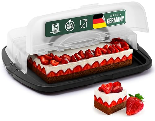 Novaliv Set di 3 scatole per il trasporto di torte XL (rettangolari 47 x 35 x 11 cm), scatola per il trasporto di torte, torte, muffin, feste, buffet
