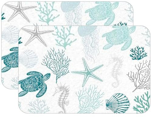 Estera de secador de platos, 2 piezas de secado de platos de plato 24x16in costero coral no deslizante absorbente secador de barro de barro para el mostrador de la cocina baño