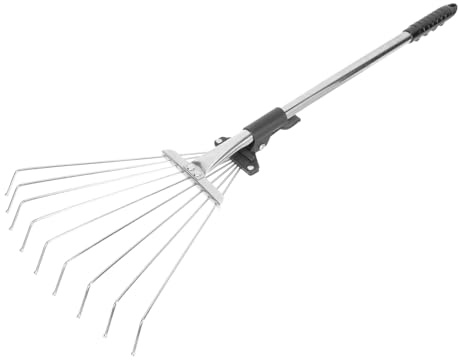 NUOBESTY Râteau de Jardin Acier Inoxydable Télescopique Dents pour Ameublir Le Sol et Nettoyer Outil de Jardin Pratique pour Entretien et Plantation Couleur Aléatoire Couleur Aléatoire