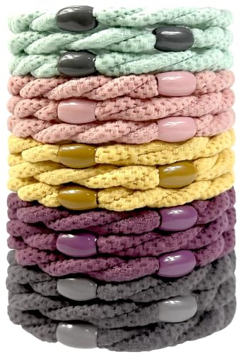 Sularpek Gomas Pelo Mujer, Pack 15 Coleteros Pelo Mujer Sin Metal, Gomitas para el Pelo 5 Colores Moda, Gomas de Pelo Antideslizantes para Todo Cabello, No Dañan, Ajuste Perfecto
