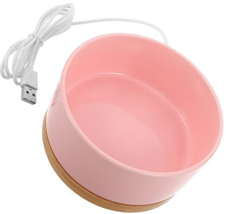 Artibetter Comedero Calentado Diseño Moderno y Redondo con Temperatura Constante, de Cerámica y Madera para Gatos Adecuado para Uso Interior en Invierno