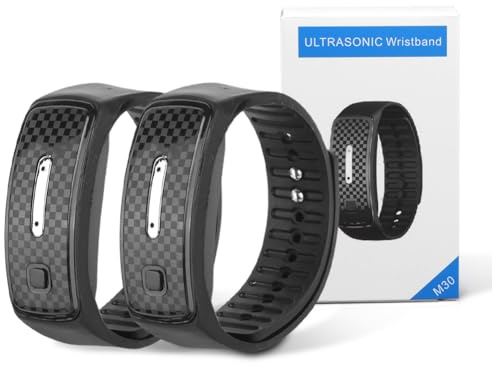 Lot de 2 bandes anti-moustiques à ultrasons portables pour activités de plein air