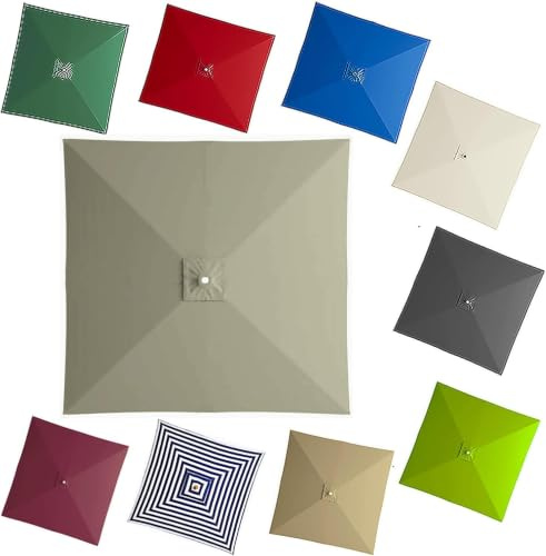 Telo di Ricambio per Ombrellone Quadrato da Giardino A 8 Stecche, Copertura Superiore Decentrata Resistente, Tessuto Impermeabile E Resistente Ai Raggi UV per Tope 3x3m/9.8x9.8ft