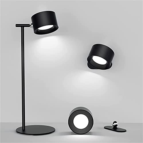Feallive Schreibtischlampe LED Dimmbar, Tischlampe LED mit Ladefunktion, Abnehmbare Wandlampe 360° Rotation 3 Helligkeitsstufen 3 Farbtemperaturen Touch-Steuerung Leselampe (Schwarz)