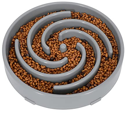LEACOOLKEY Large Slow Feeder Dog Bowl,Maze Interactive Slow Eating Bowl,Anti Gulping Healthy Eating,Stop Bloat Slow Down Feeding Dishes for Medium/Big Dogs(Light gray)