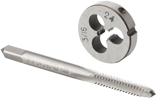 Burkit 3/16 Zoll-24 UN-Gewindebohrer und Schneideisen Set, 3/16 x 24 UN-Maschinengewindebohrer und runde Schneideisen rechts